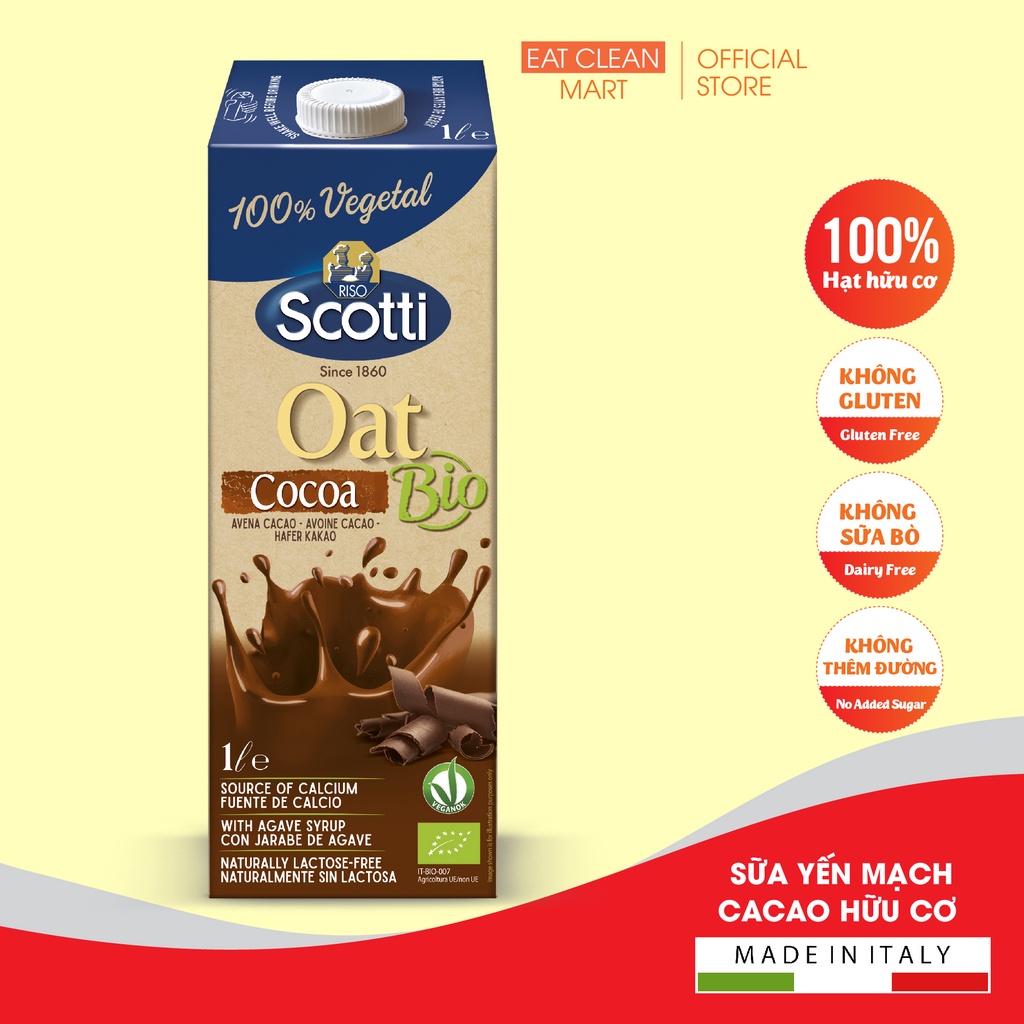 Sữa Yến Mạch Cocoa Riso Scotti - Oat Cocoa Drink - 1L