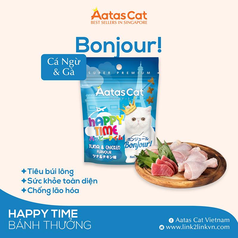 Snack Aatas Cat Happy Time bánh thưởng cho mèo nhiều vị gói 60g