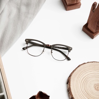 Kính nửa gọng gỗ dáng vuông MINIWOOD thời trang nam nữ, cá tính, chính hãng