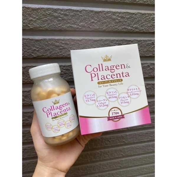 [Hàng_Nhật] Viên uống trắng  da - Trắng hồng - Sáng Mịn  Collagen Placenta 5 in 1 Nhật Bản