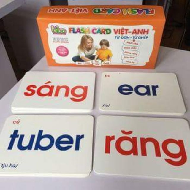 Thẻ học Flash Card song ngữ Từ đơn - Từ ghép 140 thẻ