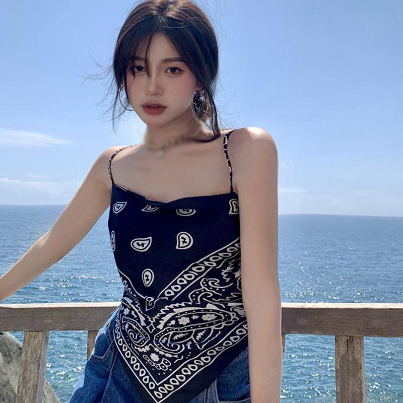 Áo Hai Dây Hở Lưng In Họa Tiết Xinh Xắn Cổ Điển Dành Cho Nữ | BigBuy360 - bigbuy360.vn