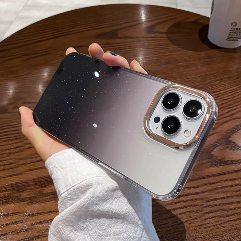 Ốp Điện Thoại TPU Trong Suốt Màu Gradient Lấp Lánh Chống Rơi Cho Iphone14 13 12 11 Pro Max