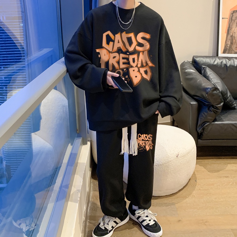 Set Áo Thun Dài Tay Và Quần Dài Thời Trang Nam Tính