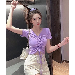 ÁO CROPTOP NỮ PHỐI DÂY RÚT