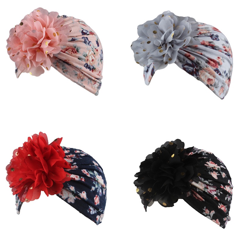 Mới! Mũ Trùm Đầu Mềm Co Giãn In Họa Tiết Hoa Cho Bé Gái