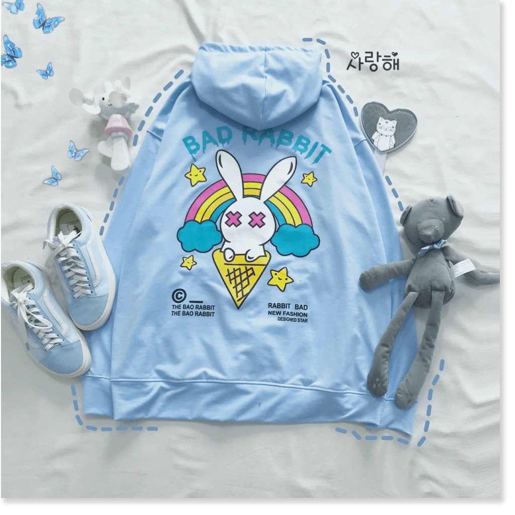 Áo khoác nữ form rộng hàn quốc, áo hoodie nữ có dây kéo form rộng bad Rabbit ...