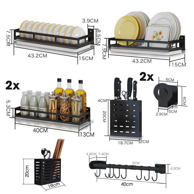 [DÁN TƯỜNG] Kệ giá phòng bếp inox 201  cao cấp đựng gia vị, chén, đĩa, chai lọ, dao, đũa đa năng không cần khoan tường