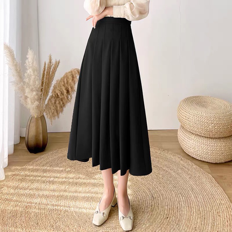 Chân váy tennis xếp ly dáng dài lưng cao, chân váy nữ màu nâu phong cách Ulzzang Okélla (Có ảnh thật Shop chụp)