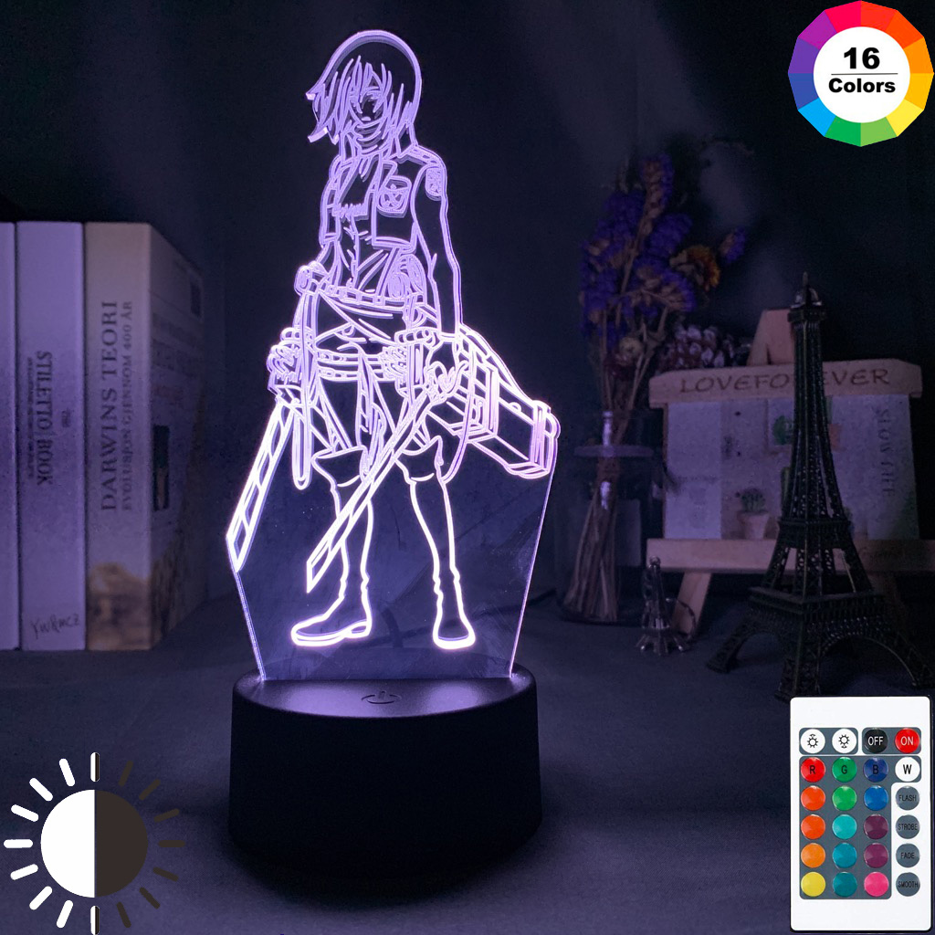 3d Night Light Attack on Titan Mikasa Ackerman Figure Kid Nightlight for Room Decor Light Led Usb Battery Lamp Birthday Gift