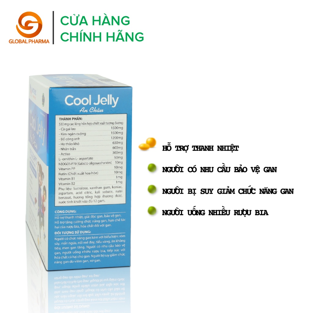 Thạch cool-jelly AnChau hỗ trợ thanh nhiệt bảo vệ gan hạn chế tác hại của rượu bia hộp 20 gói - Global Pharma