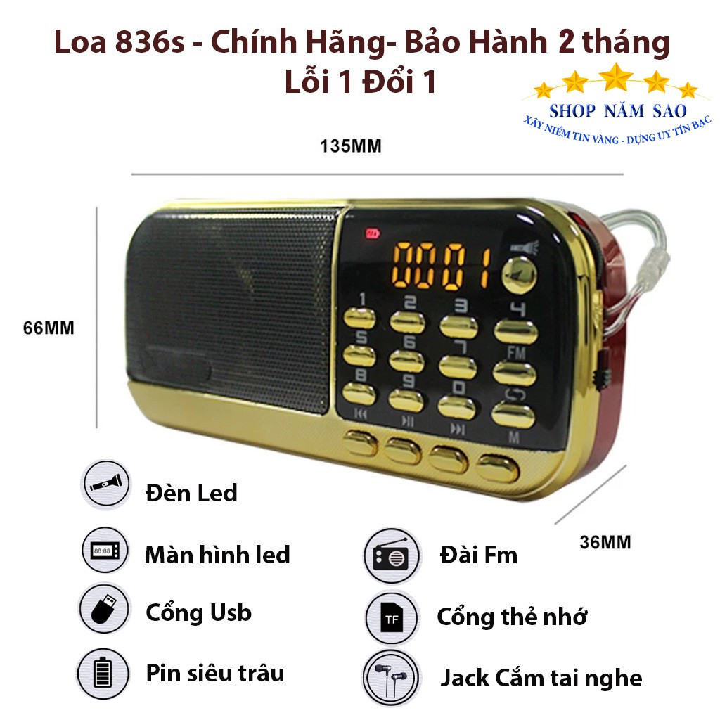 [FREESHIP❤️] Đài Niệm Phật, Máy Nghe Pháp, Loa Đài Nghe Nhạc Cho Người Lớn Tuổi, Craven Cr-836s 2 Pin