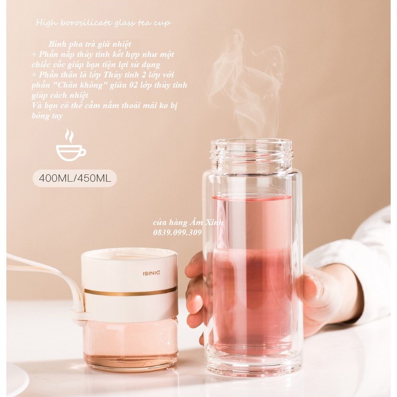 Bình Pha Trà Cao Cấp Thủy Tinh 2 Lớp Giữ Nhiệt Tốt 330 - 400 ML
