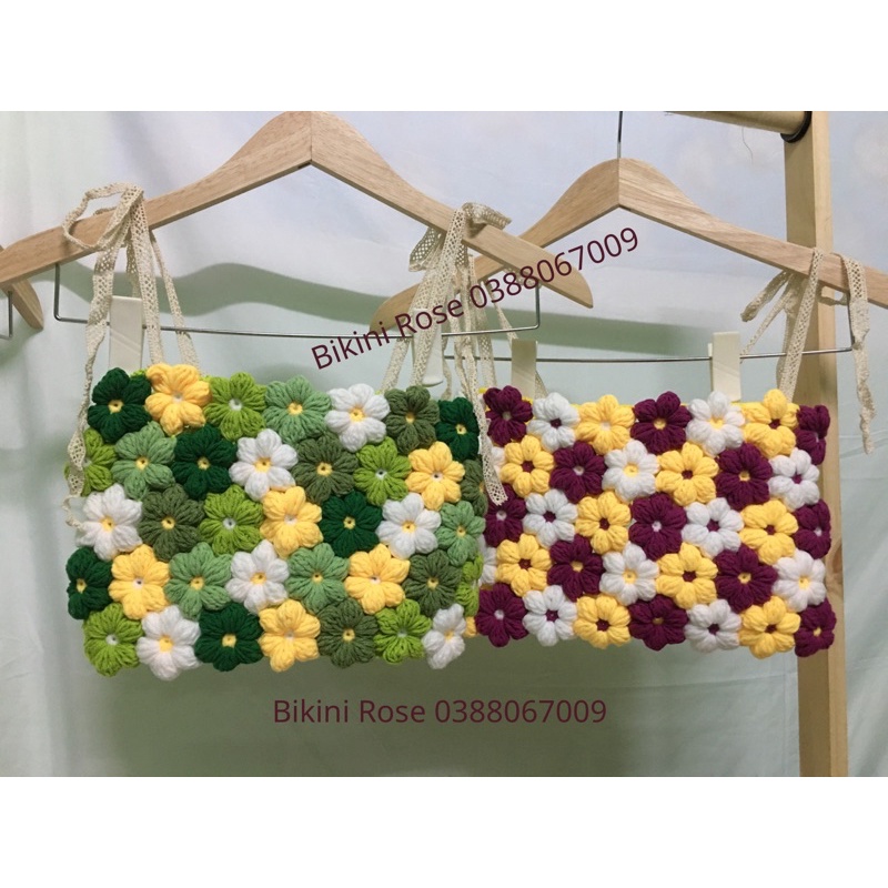 ÁO LEN MÓC GHÉP HOA NHIỀU MÀU, CÓ ÁO XOÀI