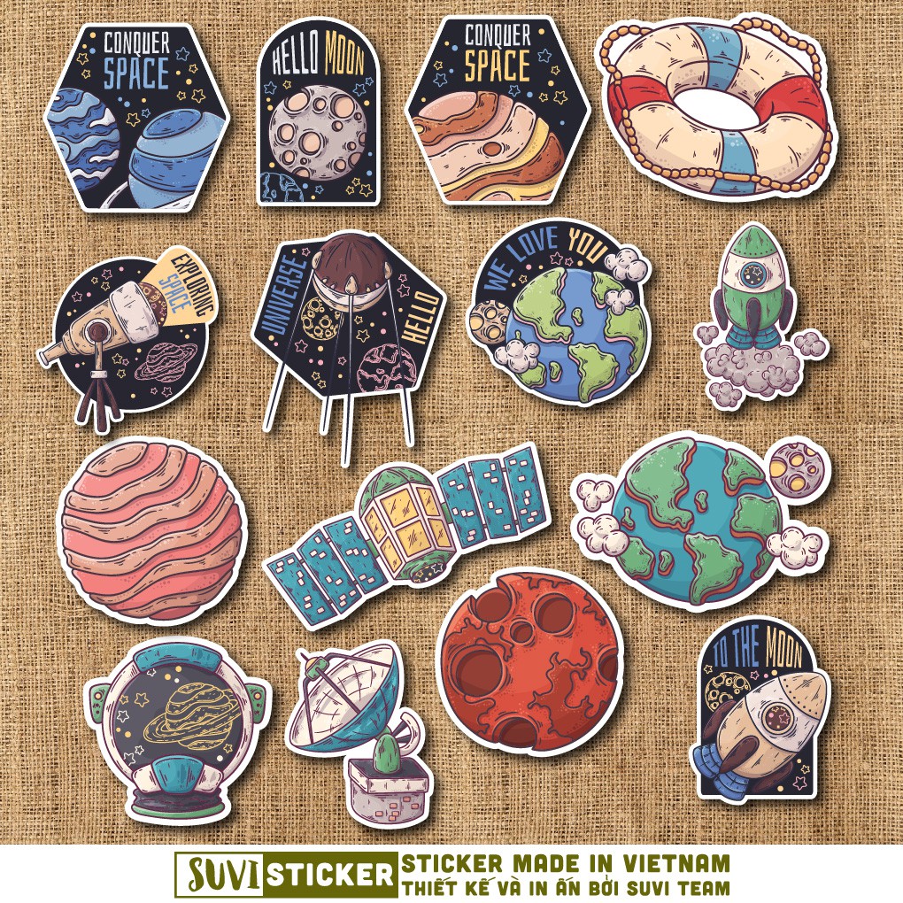 50 Sticker Vintage Galaxy chống nước sticker dán mũ bảo hiểm, laptop, điện thoại, đàn guitar, vali. MSP: SV27