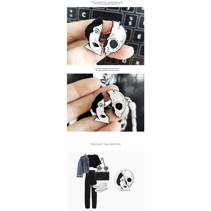 Huy hiệu cài áo QIHE JEWELRY hình đầu lâu phong cách Punk độc đáo cá tính