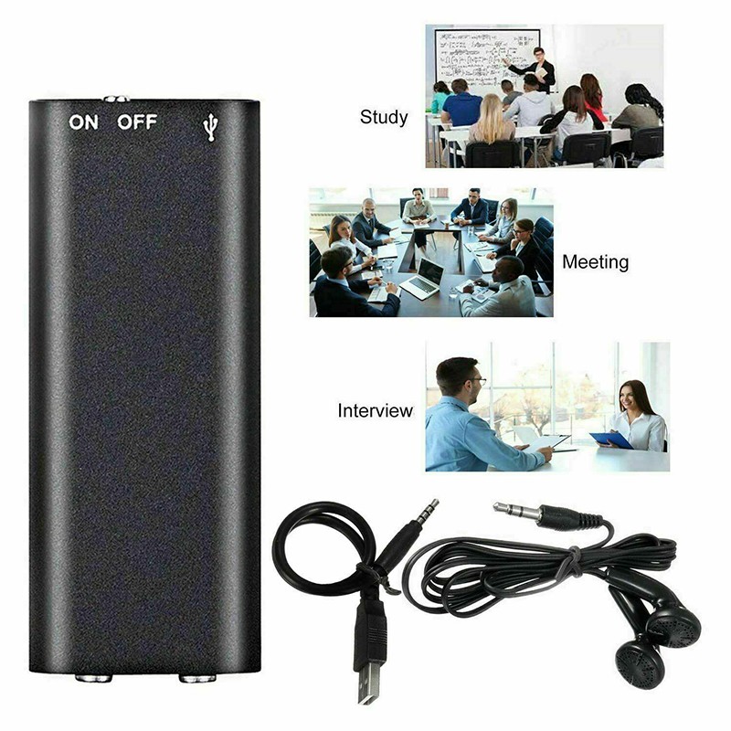 Máy Ghi Âm Mini 8gb Tích Hợp Máy Nghe Nhạc Mp3 192kbs Và Phụ Kiện