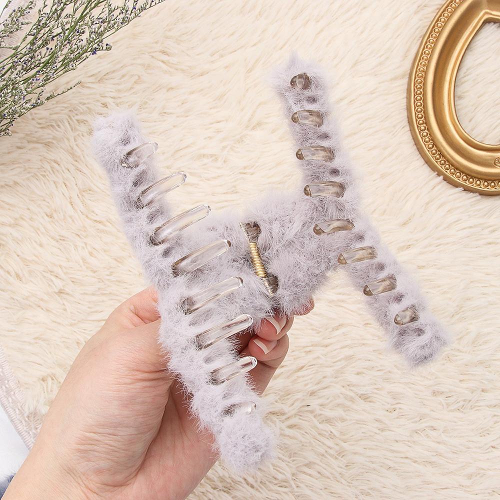 YVE Kẹp Tóc Càng Cua Đính Lông Giả Thời Trang Hàn Quốc