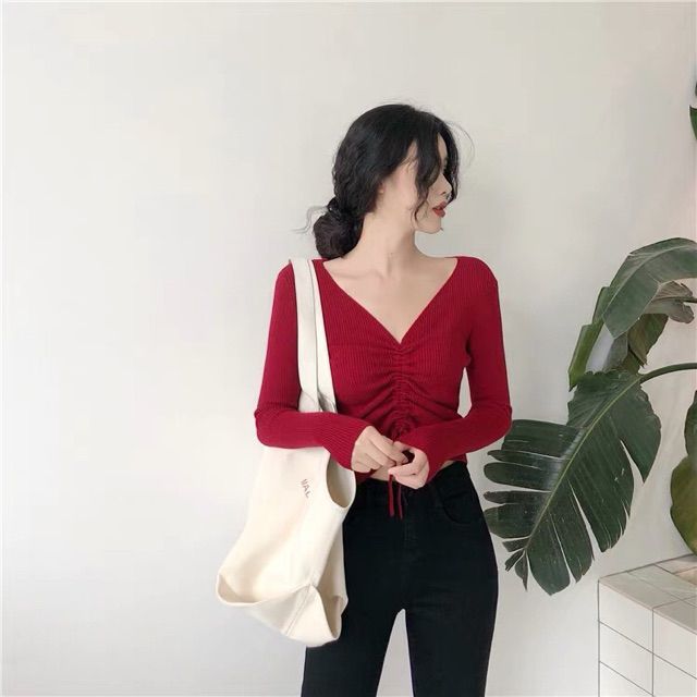 Áo len nữ thun gân đủ màu