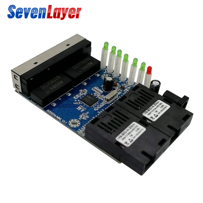 Cáp quang chuyển đổi 4 Rj45 và 2 Sc 10/100m Pcba chuyên dụng