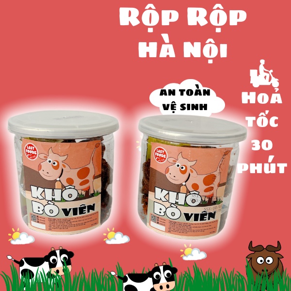 Khô bò viên Rốp Rốp 200gr - Hũ 600ml - chuẩn thịt bò thật 100% - ăn vặt chanh xả , ăn vặt tốt cho cơ thể dumbum