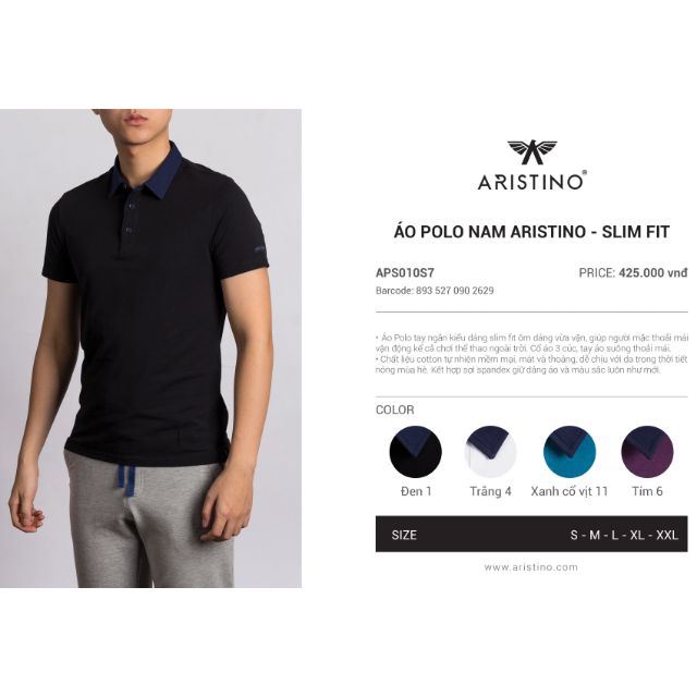 Aps010. Aristino. Còn màu đen size XXL. slimfit