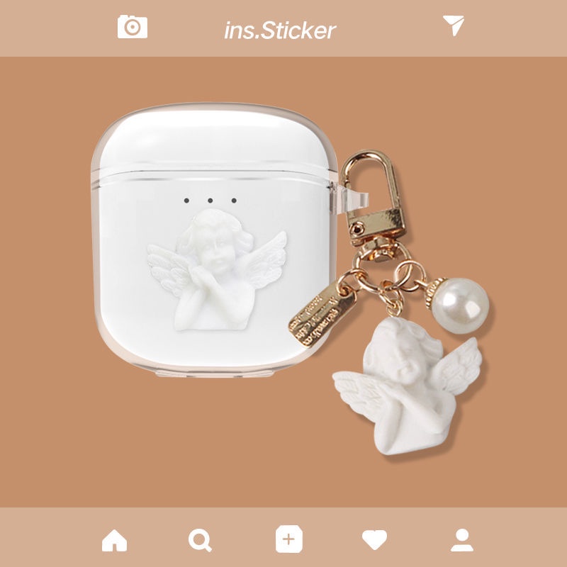 Vỏ Bảo Vệ Hộp Sạc Tai Nghe Havit I97 Mềm Đính Nơ Và Ngọc Trai