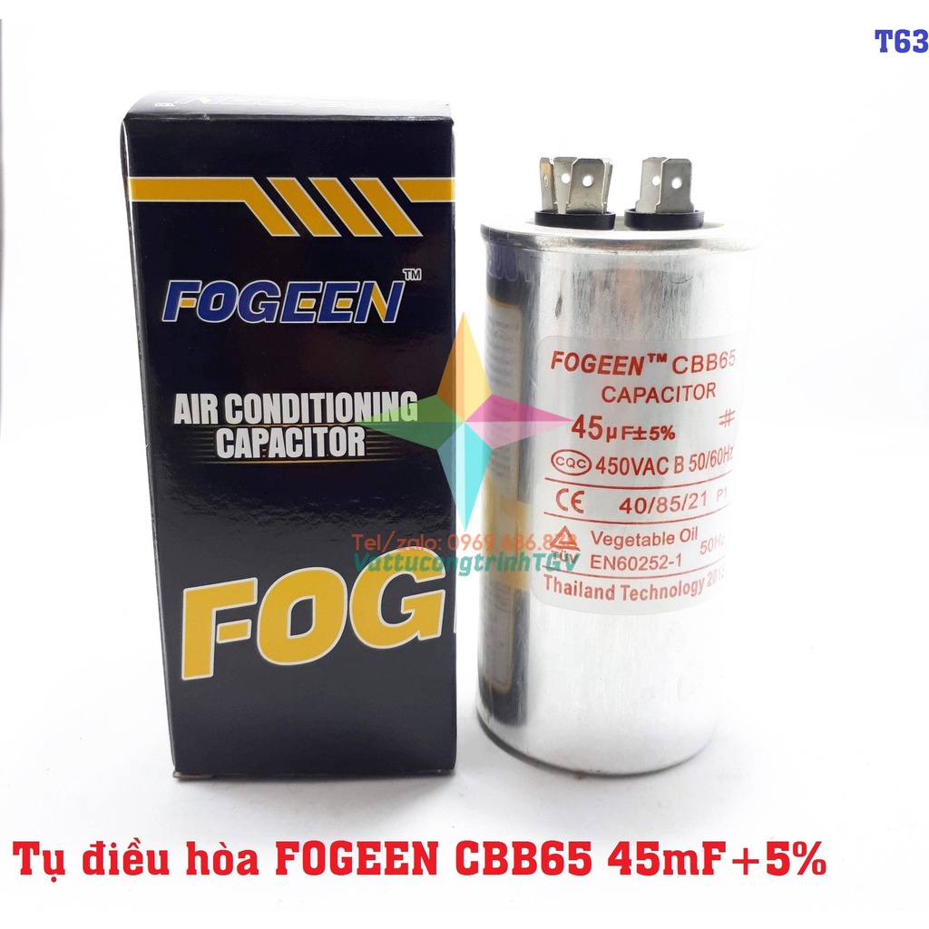 Tụ điều hòa 2 chân CBB65 45uF+5%