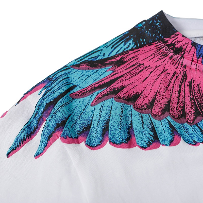 Áo Thun Cotton Ngắn Tay In Hình Đôi Cánh Màu Cổ Điển Thời Trang Dành Cho Nữ Và Nam