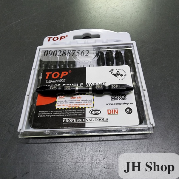 mũi bắn vít 2 đầu bake TOP thép đen CR-MO chính hãng (ph2x65mm) mẫu mới 2022