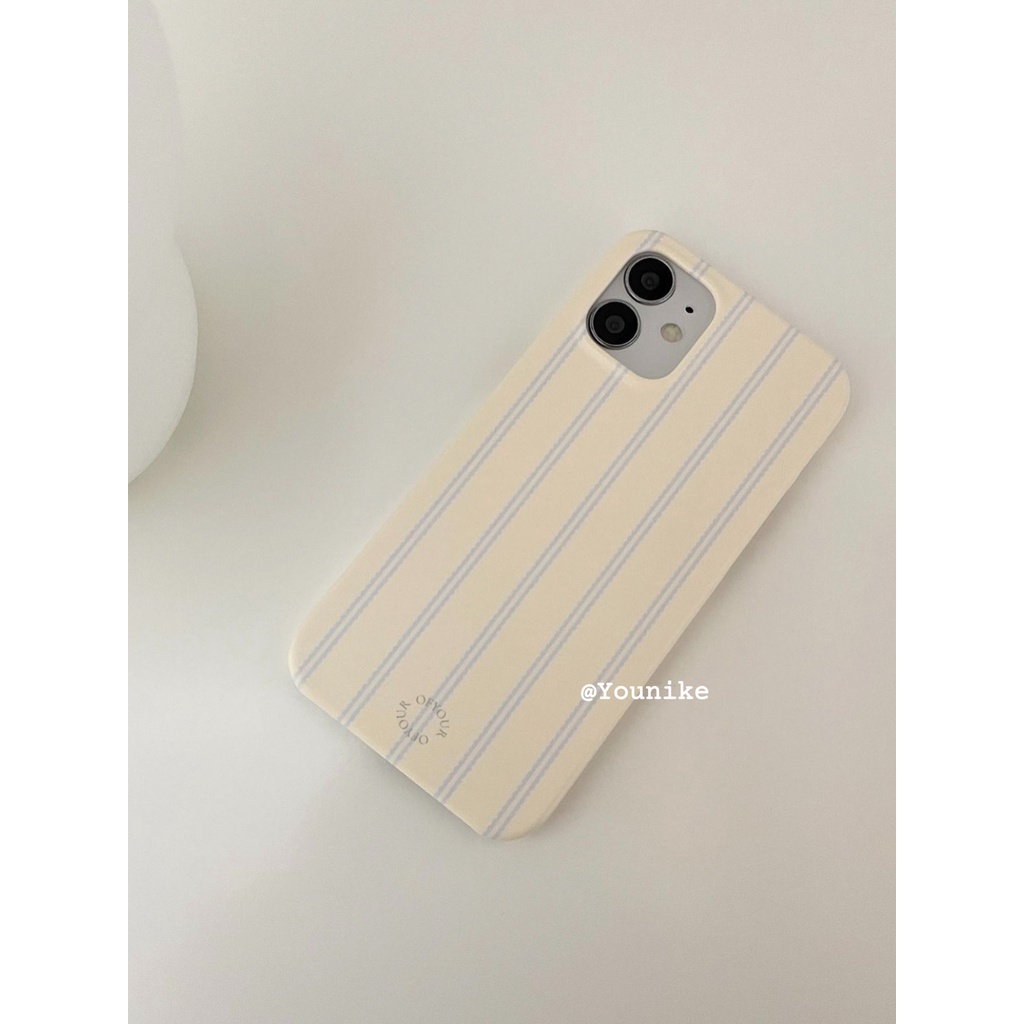 Ốp Điện Thoại Cứng Họa Tiết Kẻ Sọc Màu Vàng Phong Cách Hàn Quốc Cho Iphone 15 / 14 / 13pro / 12promax / 11xr