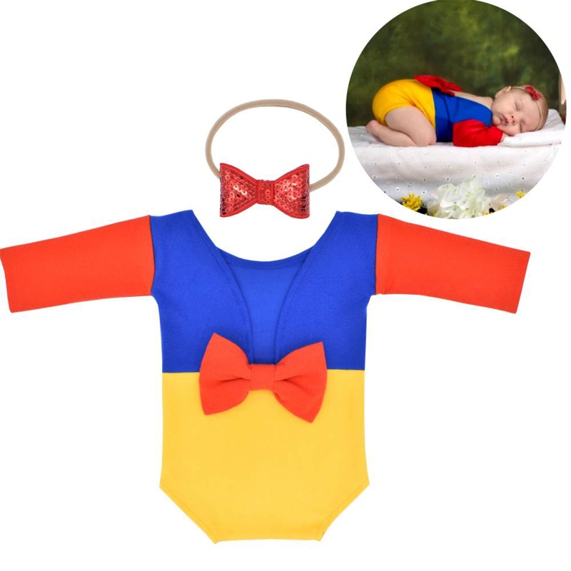 Bộ Trang Phục Chụp Ảnh Gồm Áo Liền Quần Và Băng Cài Đầu Cho Bé Gái Sơ Sinh
