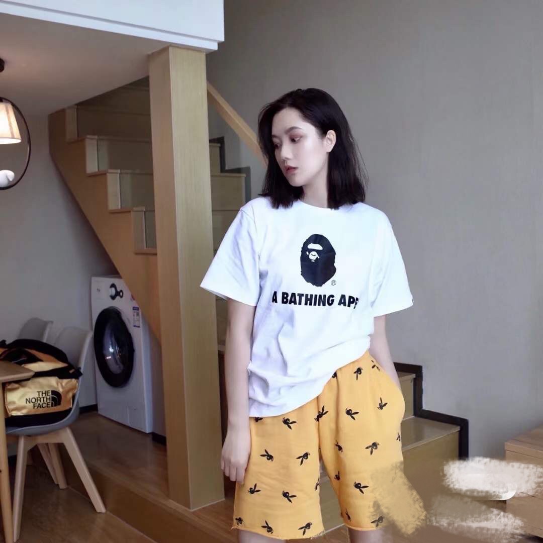 BAPE Áo Thun Ngắn Tay In Hình Đầu Người Độc Đáo Thời Trang Mùa Xuân Hè Dành Cho Cả Nam Và Nữ