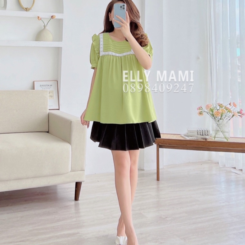 ( 40kg - 95kg ) Áo Bầu , Bigsize Cổ Ren Vuông Mặc Thoải Mái Suốt Thai Kì & Sau Sinh Thiết Kế Cao Cấp