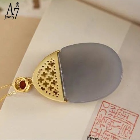 Dây Chuyền Mạ Bạc 925 Mặt Hoa Sen Đính Đá Ngọc Bích Thời Trang Cho Nữ