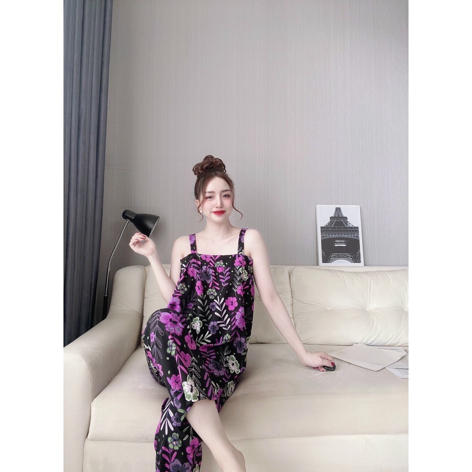 👉👉Sét đồ bộ ngủ quần dài, áo hai dây bản to chất hàn hoa nhí | BigBuy360 - bigbuy360.vn