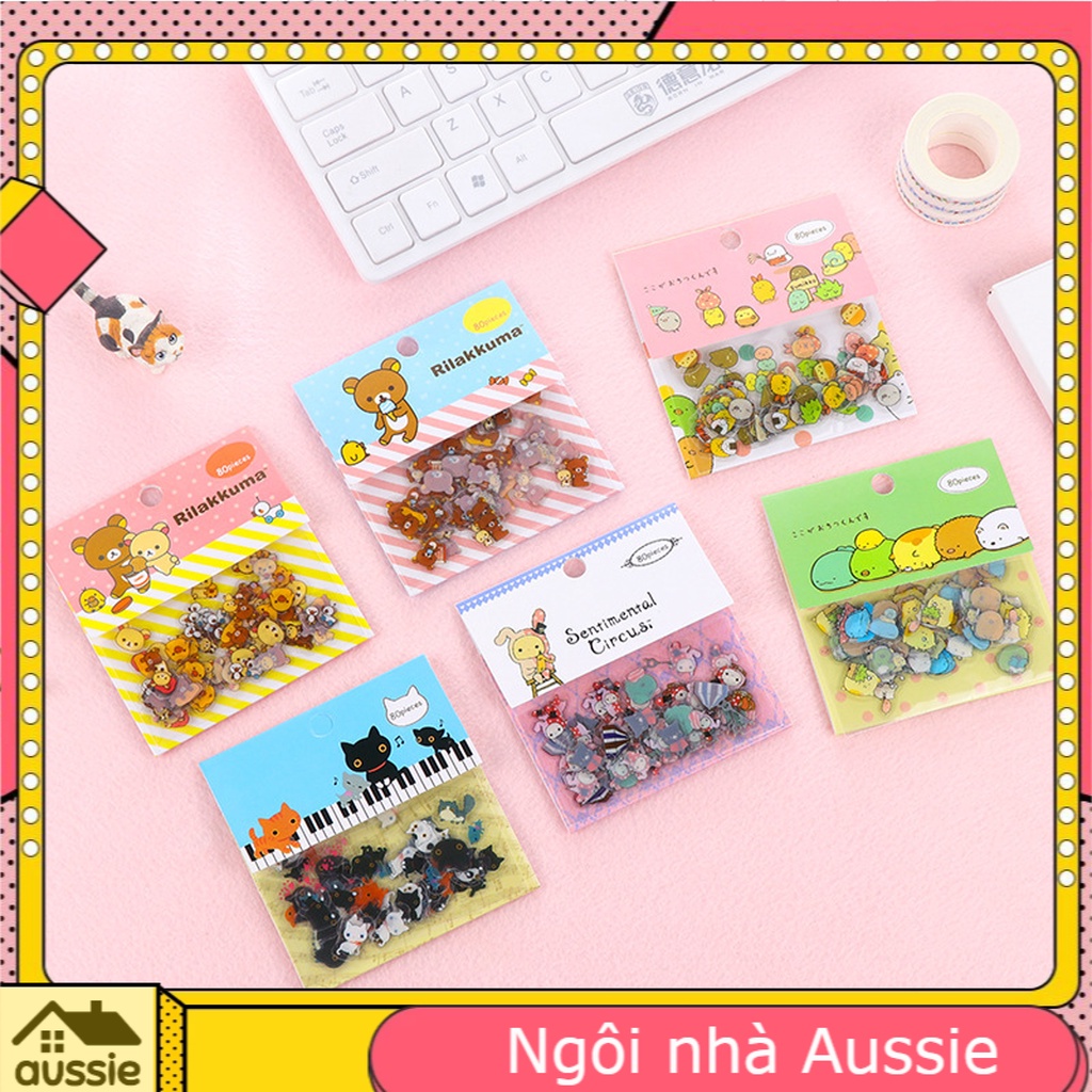 Túi Sticker 80 Miếng Dán Hoạt Hình - Aussie House