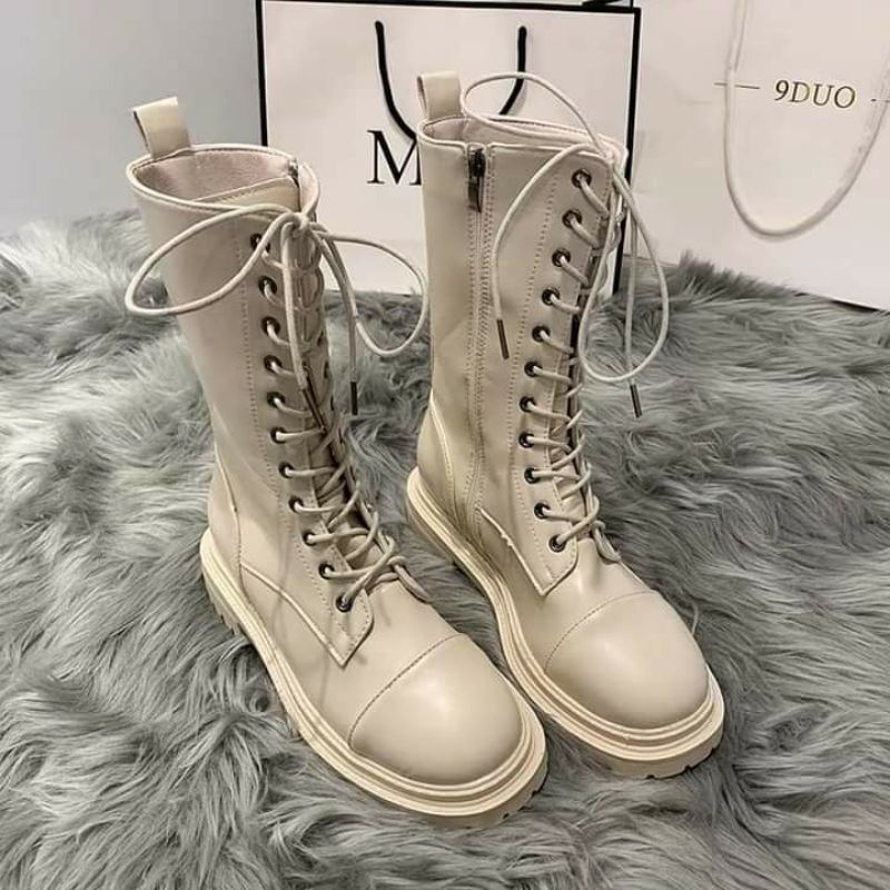 Giày boots martin da cao cổ khóa kéo ✨