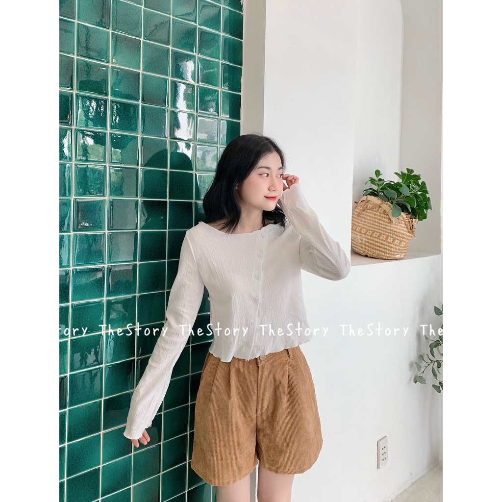 [STR] Áo hàng nút xéo, tay dài, vải nhún A2363