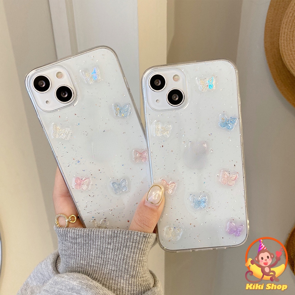 Ốp Điện Thoại Hình Bướm 3D Lấp Lánh Cho iPhone 14 Pro Max 11 11 2 13 Max XS XR 8