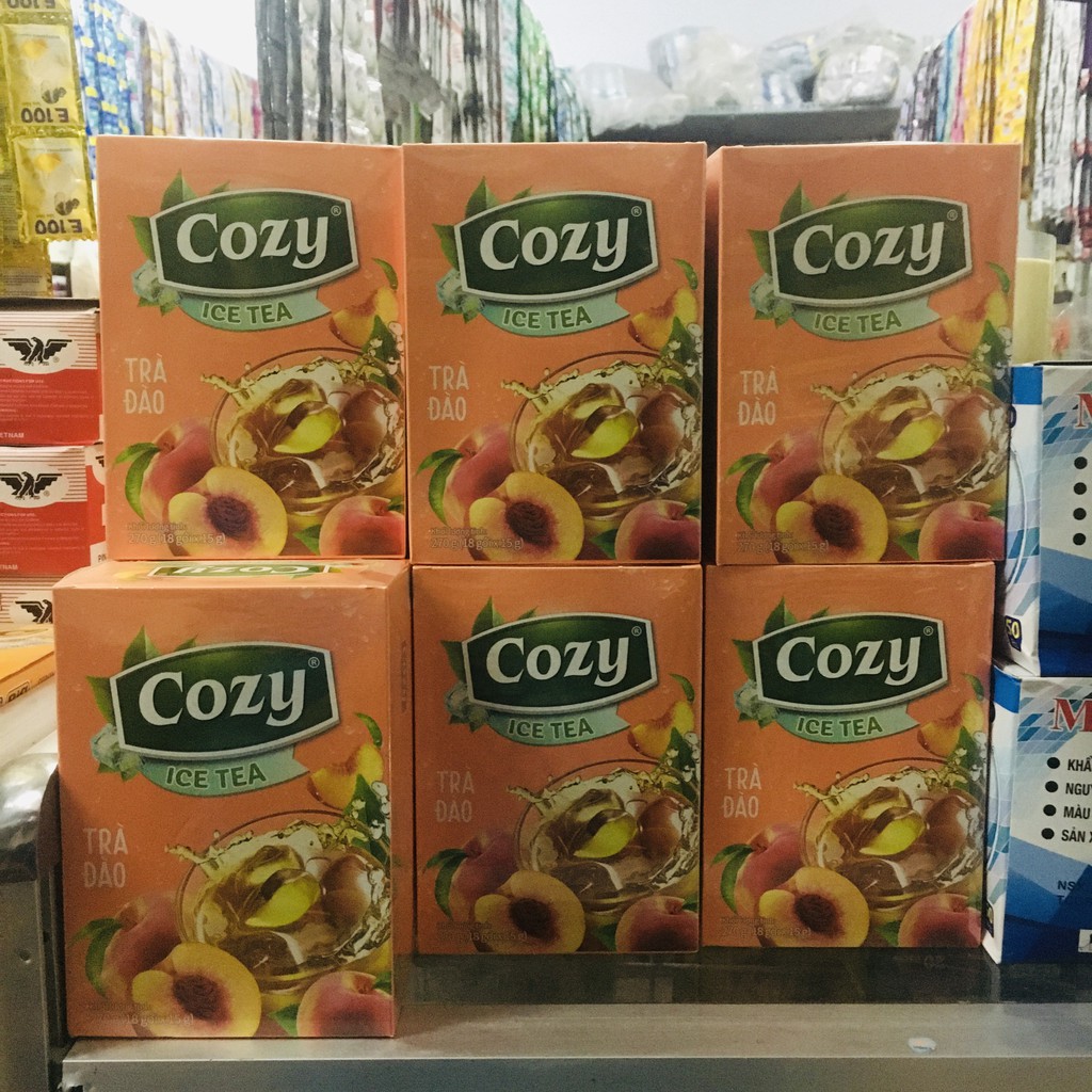 Trà đào hòa tan / túi lọc Cozy Ice Tea Hộp 270g 18 gói*15g
