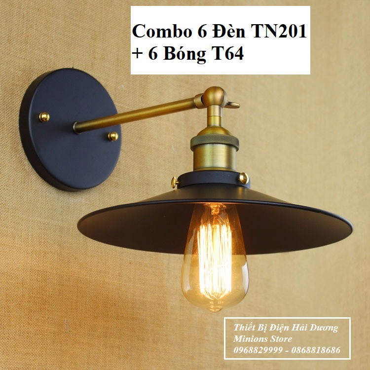 Combo 6 Đèn tường TN201 + 6 Bóng T64 - Bảo hành 12 tháng