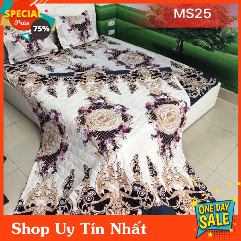 Bộ 5 Món Chăn Ga Gối - Drap Giường Cotton Poly Mẫu Hoàng Gia [shopgiadunguytin24h]