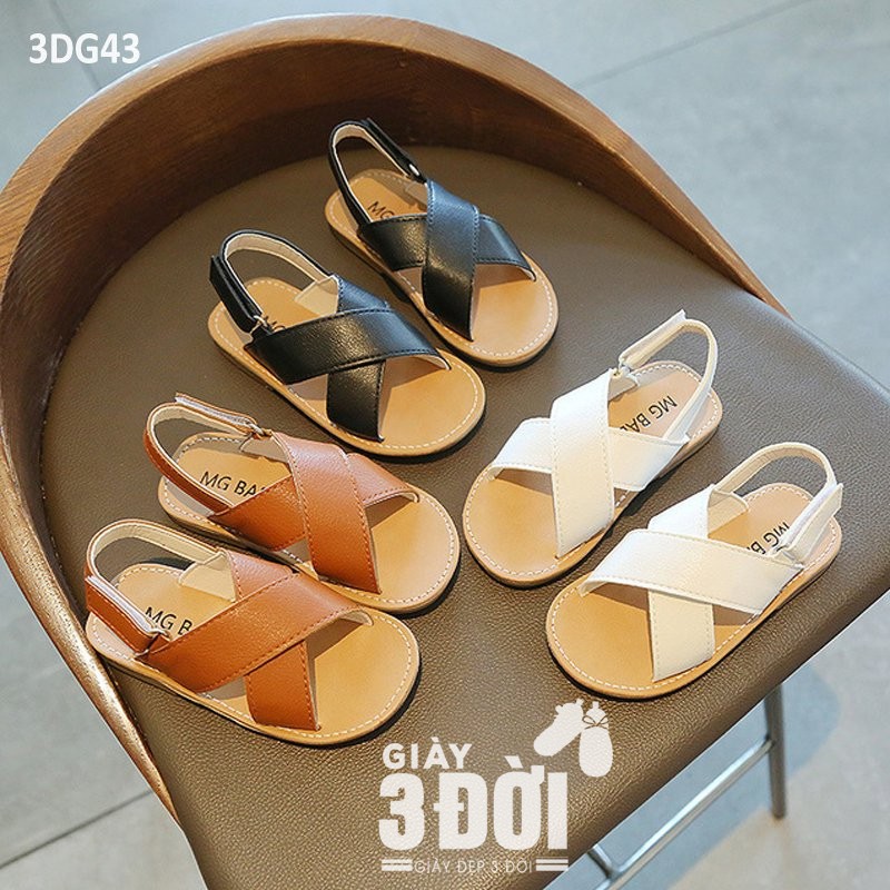 Sandal Quai Chéo Bé Trai Bé Gái 3DG43 GIAY3DOI Lòng Dép 13.7-18.8cm Siêu Xinh