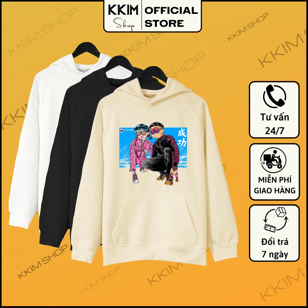 Áo Nỉ HOODIE Nobita Shizuka Tattoo, Form RỘNG chuẩn Xu Hướng, nỉ bông Cao Cấp Unisex Nam Nữ, xuong kkim