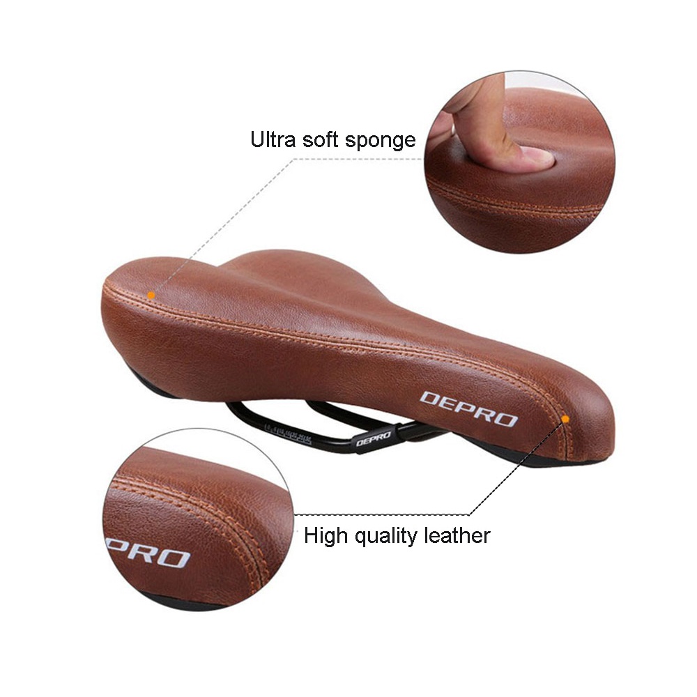 Yên Xe Đạp Thể Thao Bằng Da PU Màu Nâu/Đen Kiểu Vintage