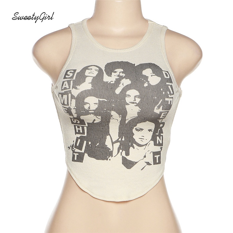 Áo Tank Top Cổ Tròn In Họa Tiết Hoạt Hình Thời Trang 2022 Cho Nữ