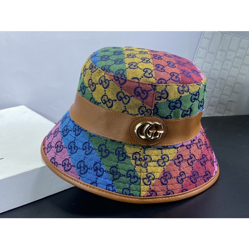 mũ bucket đai da mạc sắt GG - Nón vành nữ hàn quốc sanh chảnh thời trang