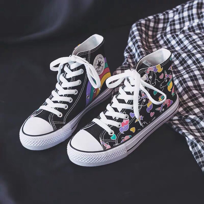 Giầy thể thao cao cổ họa tiết cá ngựa dễ thương | BigBuy360 - bigbuy360.vn