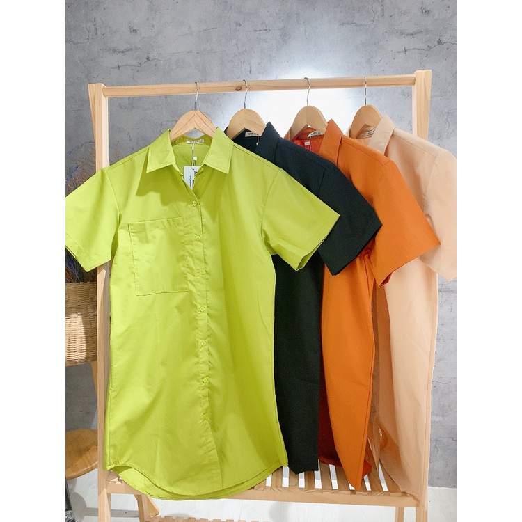 Đầm váy nữ basic cổ sơ mi cài cúc nhiều màu thời trang AAG99 váy nữ cộc tay nhiều màu